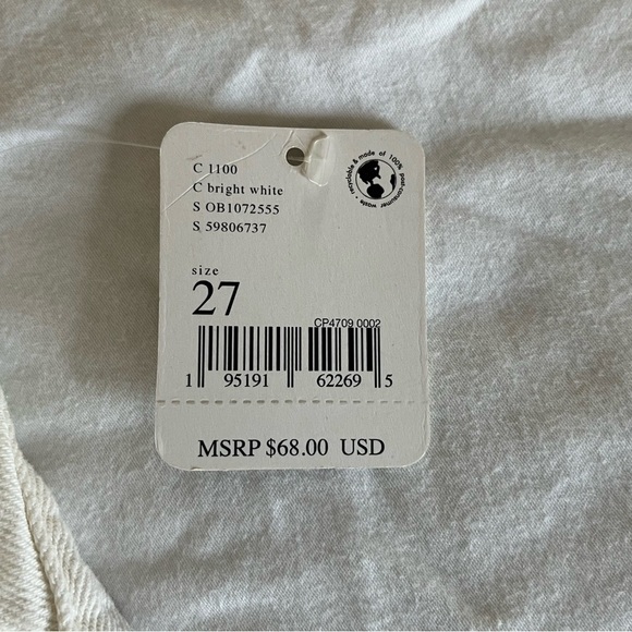 Free People White Bright Distressed Button Fly Raw Hem Denim Shorts Sz 27 NWT - Picture 5 of 13